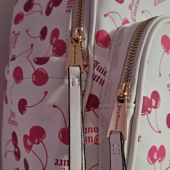 Juicy Couture Cherry Pattern Backpack in White and Pink - Picture 3 of 6